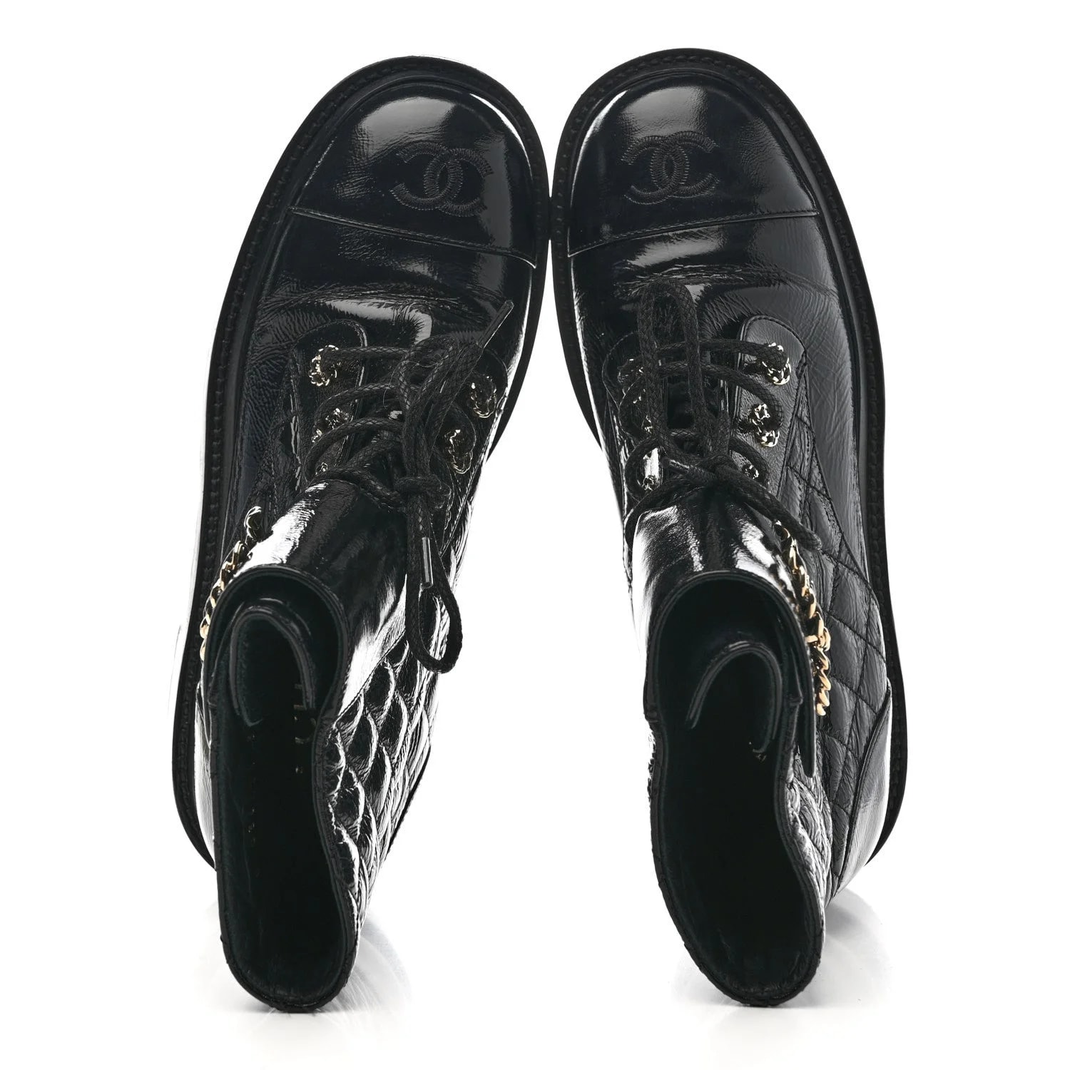 Shiny Lace Up Combat 38.5 2