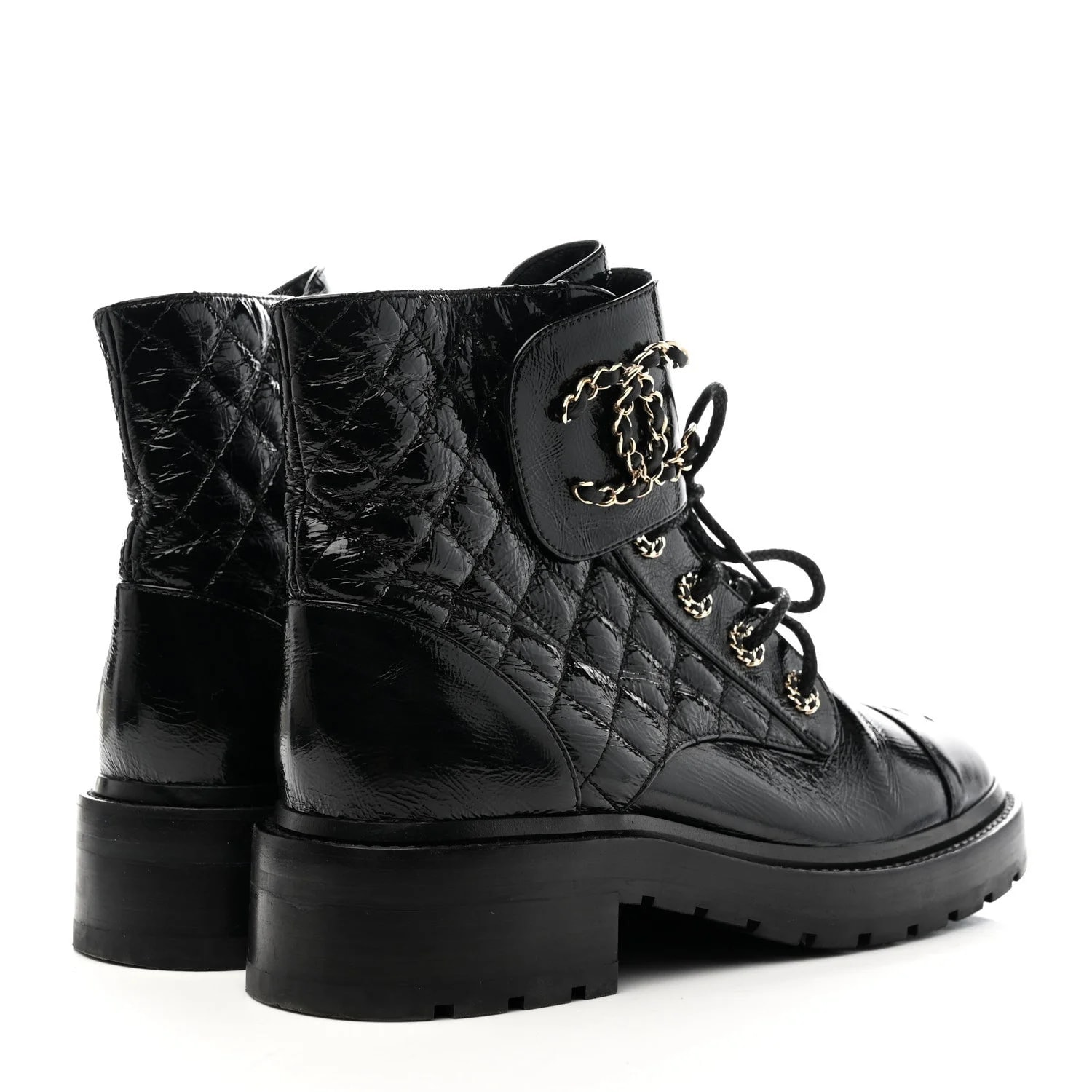 Shiny Lace Up Combat 38.5 4
