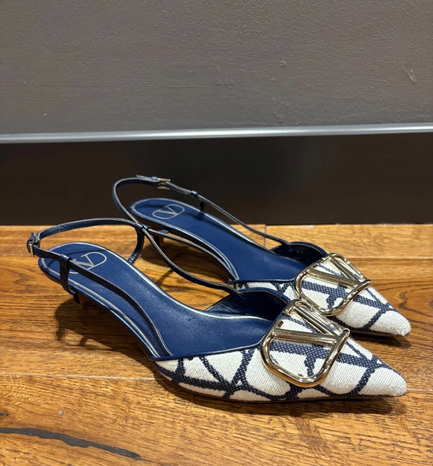 Valentino Garavani V Logo and Fabric and Heeled 3