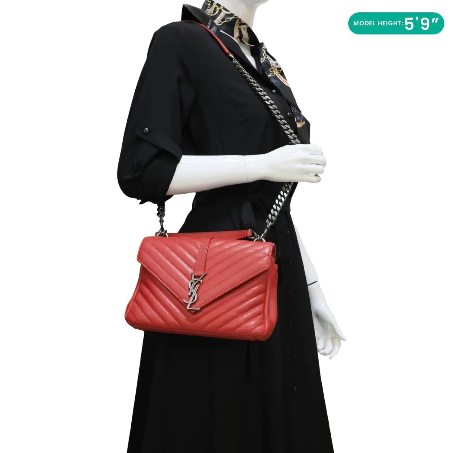 Yves Saint Laurent College Flap Medium Classic Chevron 2