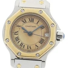Cartier — Cartier Santos Octagon SM W2001683 Date Beige Dial Quartz Watch_899485 — Watch — resale