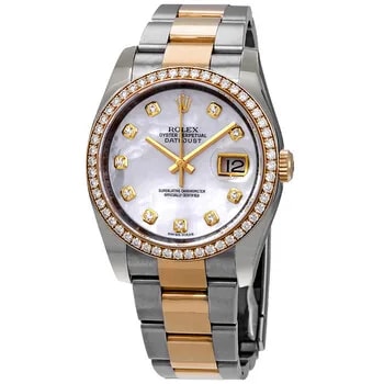 Rolex — Oyster Perpetual Datejust 36 Mother of Pearl Dial Stainless Steel and 18K Yellow Gold Bracelet Automatic 116243MDO — Watch — resale