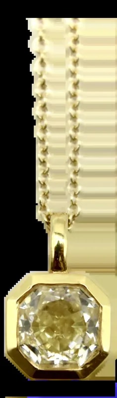 1990s 18k Gold Octagonal Yellow Diamond Pendant on a 14k Gold Chain — Jewelry — resale