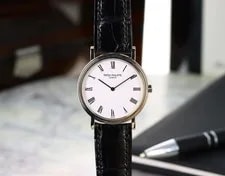 Patek Philippe — Patek Philippe Calatrava 5120G-001 White Lacquer Dial Hobnail Bezel - White Gold — Watch — resale