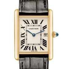 Cartier — Cartier Tank Louis Silver Roman Dial Yellow Gold W1529756 Box Card — Watch — resale