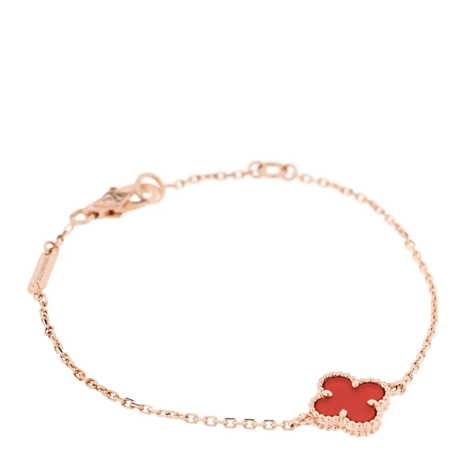 Van Cleef & Arpels — 18K Rose Gold Carnelian Sweet Alhambra — Jewelry — resale