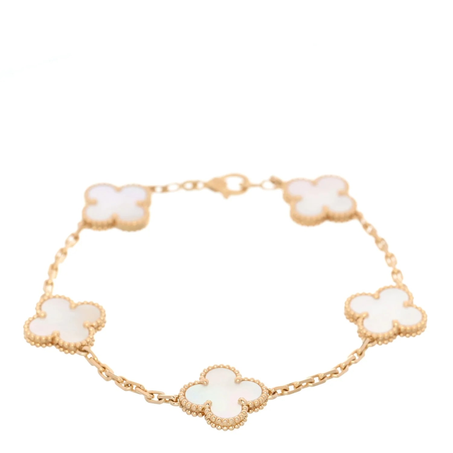 Van Cleef & Arpels — 18K Yellow Gold Mother of Pearl 5 Motifs Alhambra — Jewelry — resale