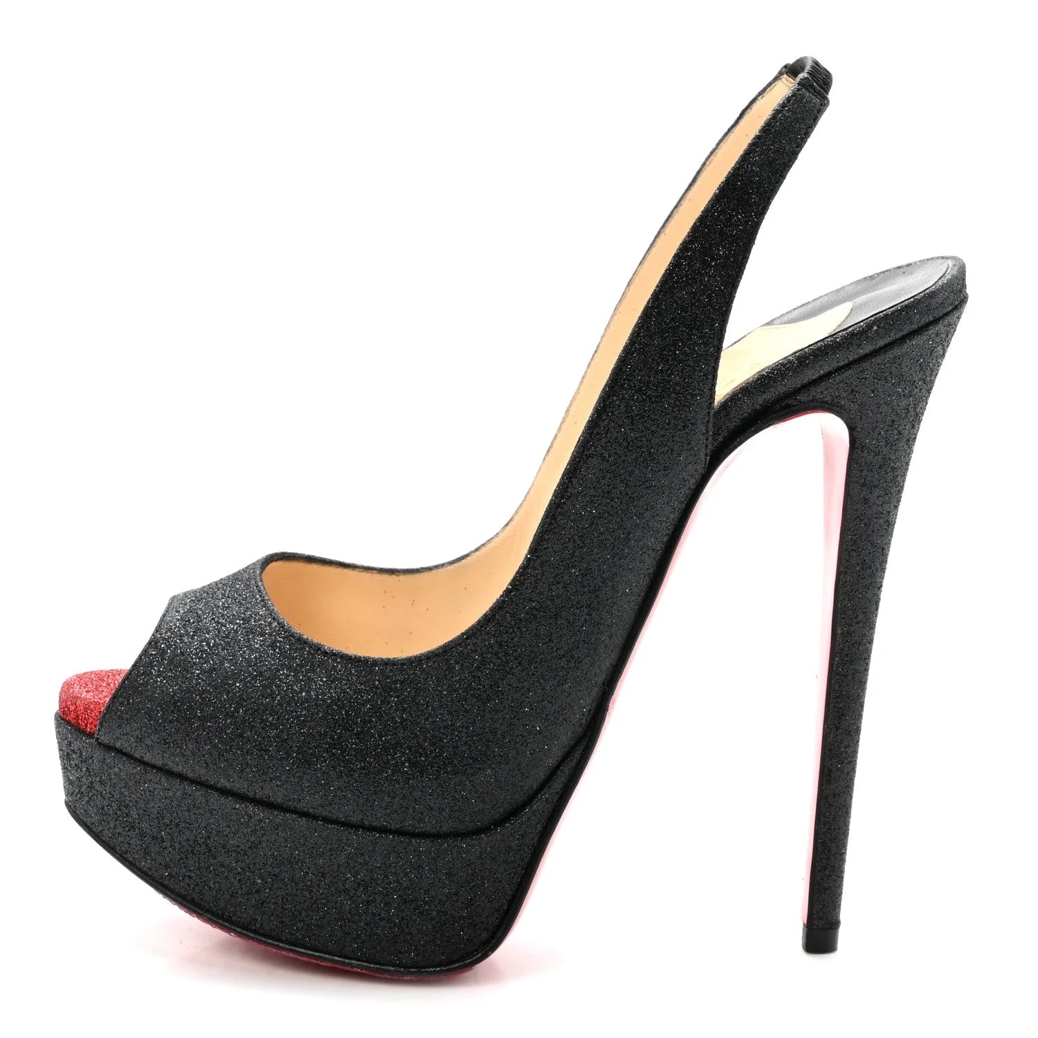 Christian Louboutin — Glitter Lady Peep Sling 150 35.5 — Designer Shoe — resale
