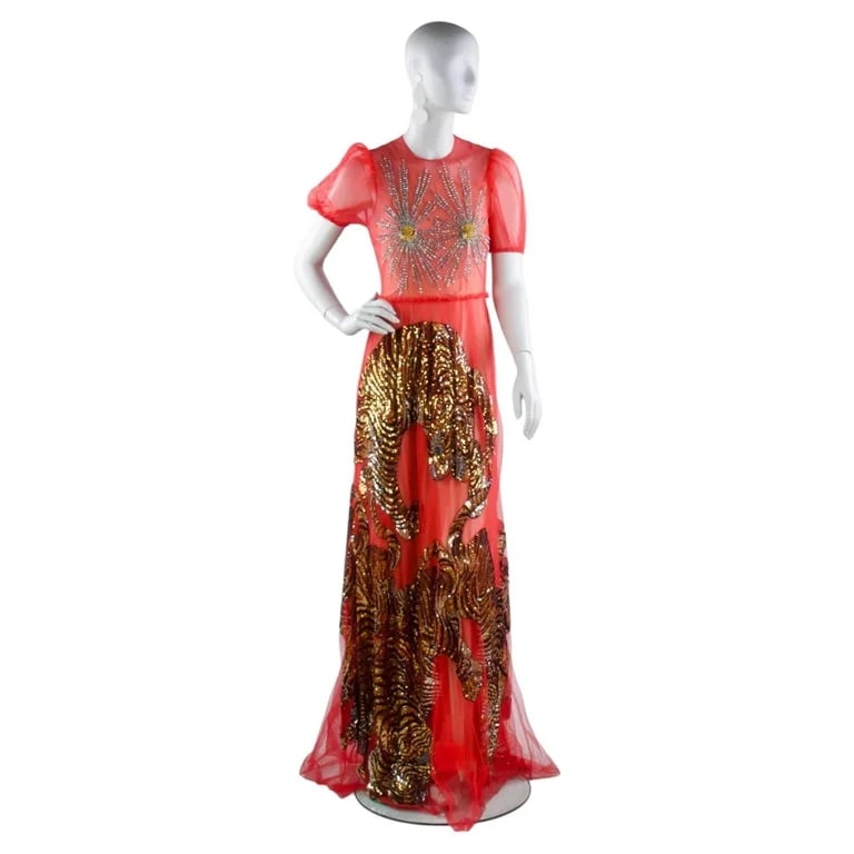 Alessandro Michele, Gucci — Gucci X Allesandro Michele, Tiger Embroidered Tulle Gown, Spring — Clothing — resale