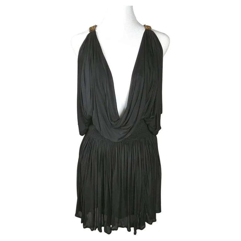 Alexander McQueen — Alexander McQueen Sequin Bead Draped Plunging Goddess Mini Dress — Clothing — resale