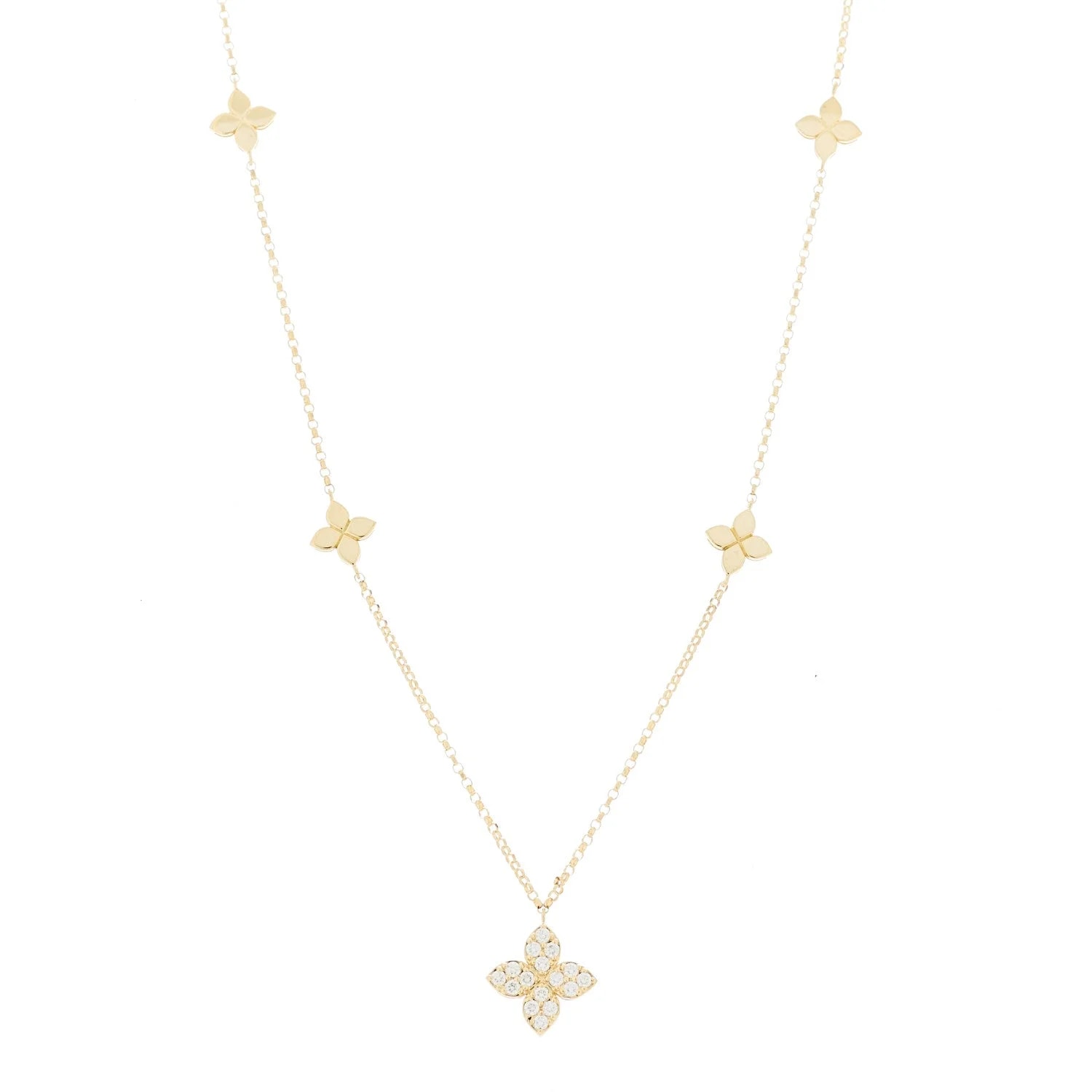 Roberto Coin — 18K Yellow Gold Princess Flower Charm Station — Jewelry — resale