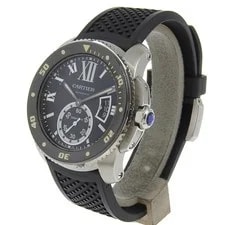 Cartier W7100056 Stainless Steel / Rubber 45mm Black Dial Automatic #NW052 2