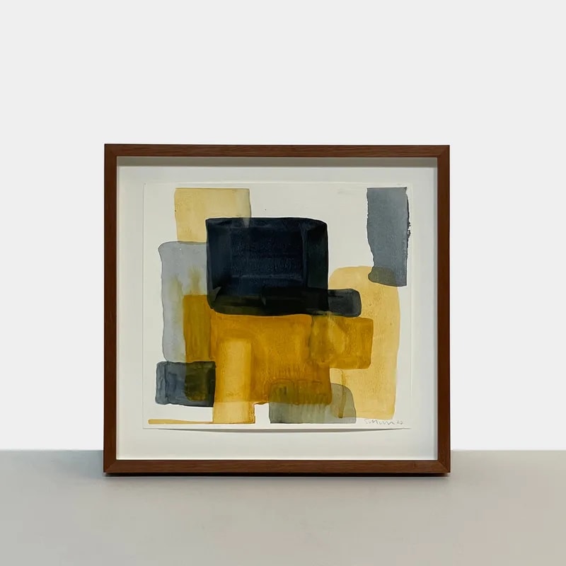 Watercolor: Composition in Blue and Gold 3