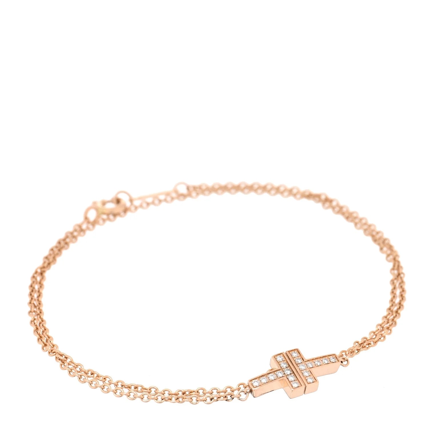 Tiffany & Co. — 18K Rose Gold T Double Chain — Jewelry — resale