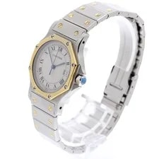 Cartier Santos Octagon LM W2001583 YG Bezel Beige Dial Quartz Watch_968183 3