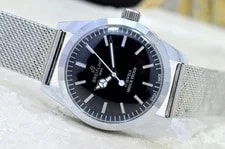 1980's Breitling 1884 Black Dial, Silver Band, Silver & White Hands, Fixed Bezel 2