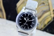 1980's Breitling 1884 Black Dial, Silver Band, Silver & White Hands, Fixed Bezel 3
