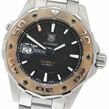 Tag Heuer — TAG Heuer WAJ2150 Aquaracer Caliber 5 Date Automatic Black Ss/pg F/S — Watch — resale