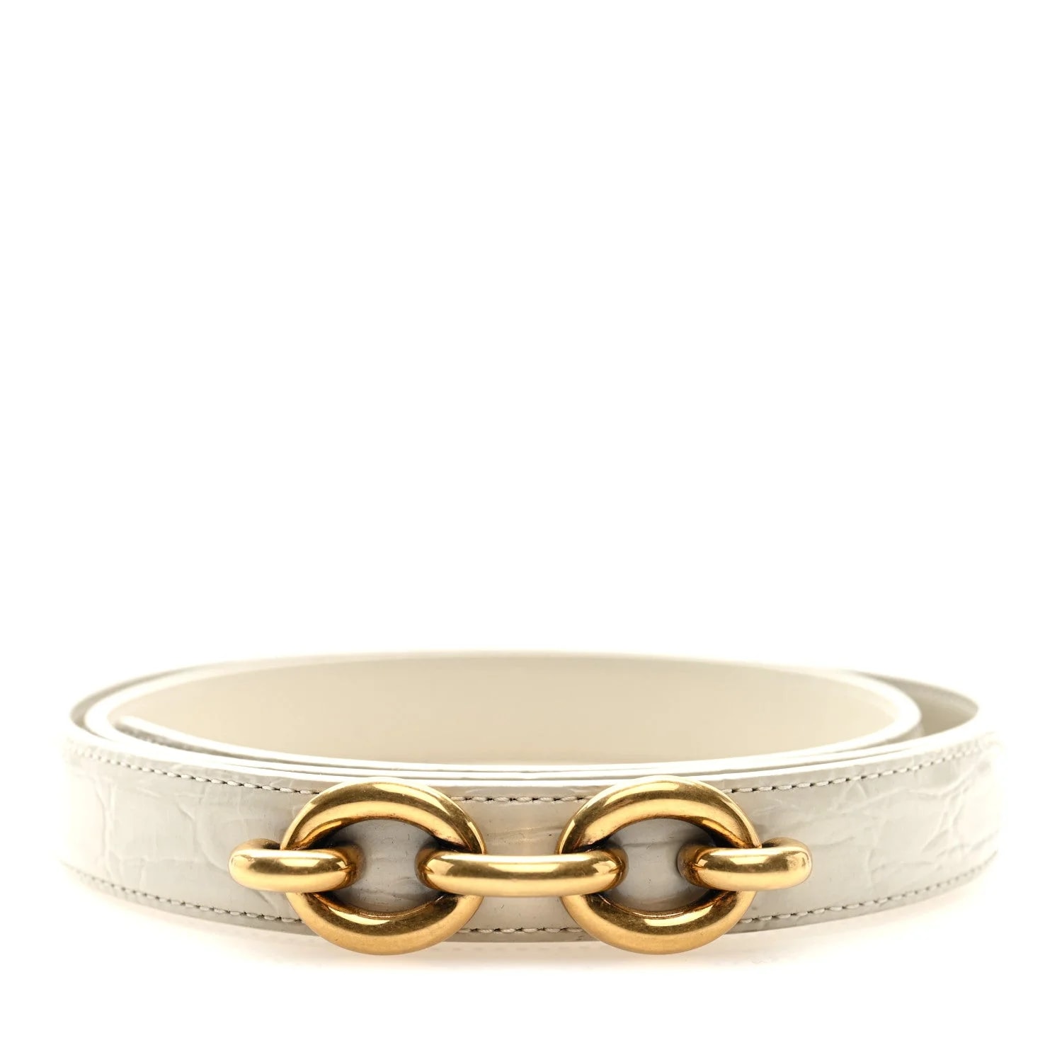 Saint Laurent — Embossed Maillon 20mm Cintura Belt 80 32 Crema Soft — Accessory — resale