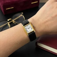 Seiko Tank Gold Cartier Tank Style • Roman Numeral • Alligator Band 2