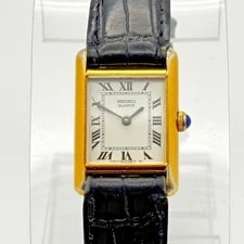 Seiko Tank Gold Cartier Tank Style • Roman Numeral • Alligator Band 4