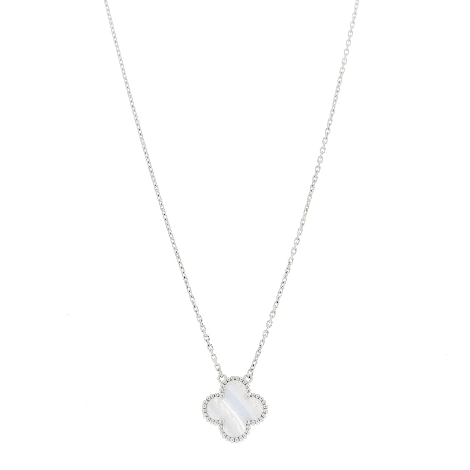 Van Cleef & Arpels — 18k White Gold Chalcedony Alhambra — Jewelry — resale