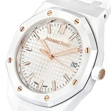 Audemars Piguet Royal Oak 34MM Silver Index Hour Markers Dial Ceramic 3