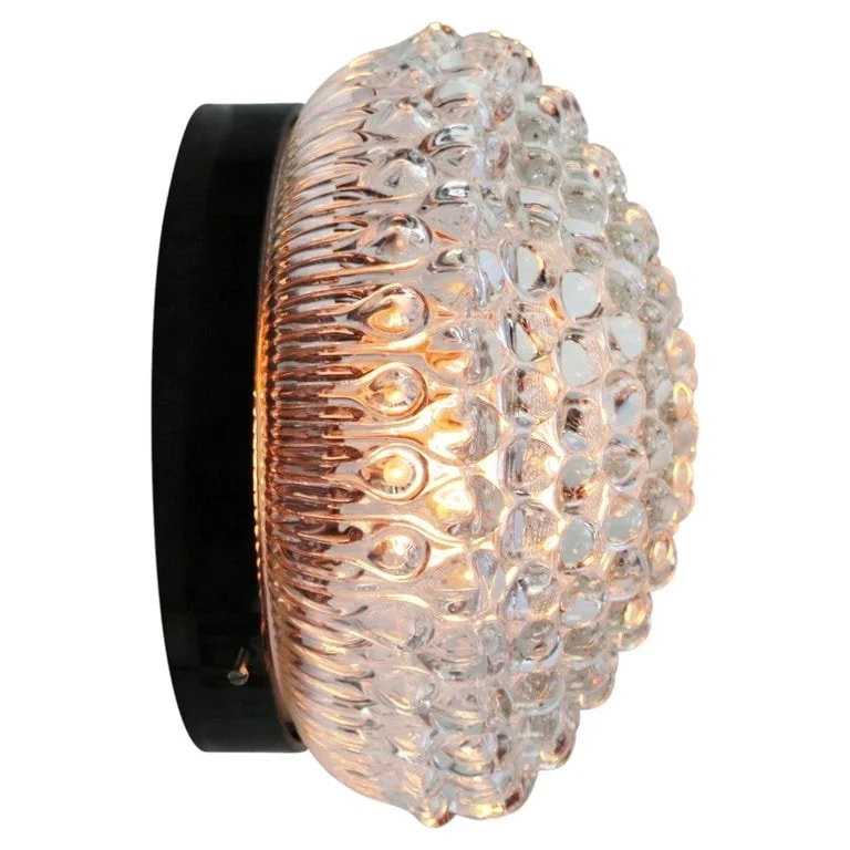 WILA — Mid-Century Crystal Clear Glass Bakelite Sconces Flush Mounts By Wila — lighting — resale