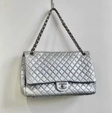 Chanel — Chanel Airline Travel Flap LeatherSilver — Handbag — resale