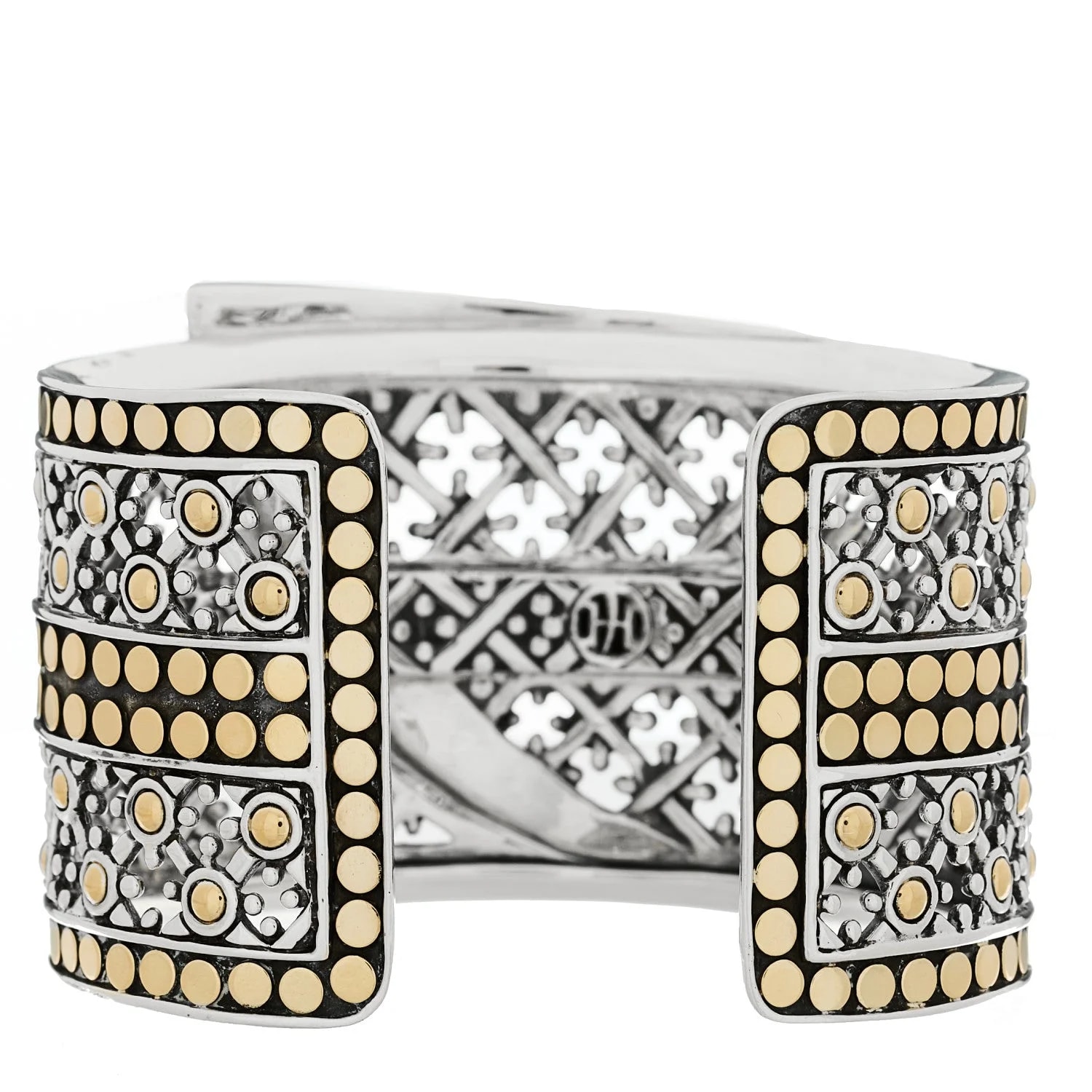 18K Yellow Gold Wide Jaisalmer Dot Kick Cuff 2