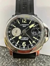 Panerai Luminor GMT Automatic Steel Black Dial GMT Date Black Rubber 2