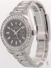 Rolex DateJust II Black Diamond Bezel Stainless Steel 41mm Oyster 116334 3