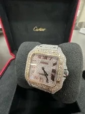Cartier Santos 2 Tone 19.25 Carat in Diamonds 40MM (B01118579) 3