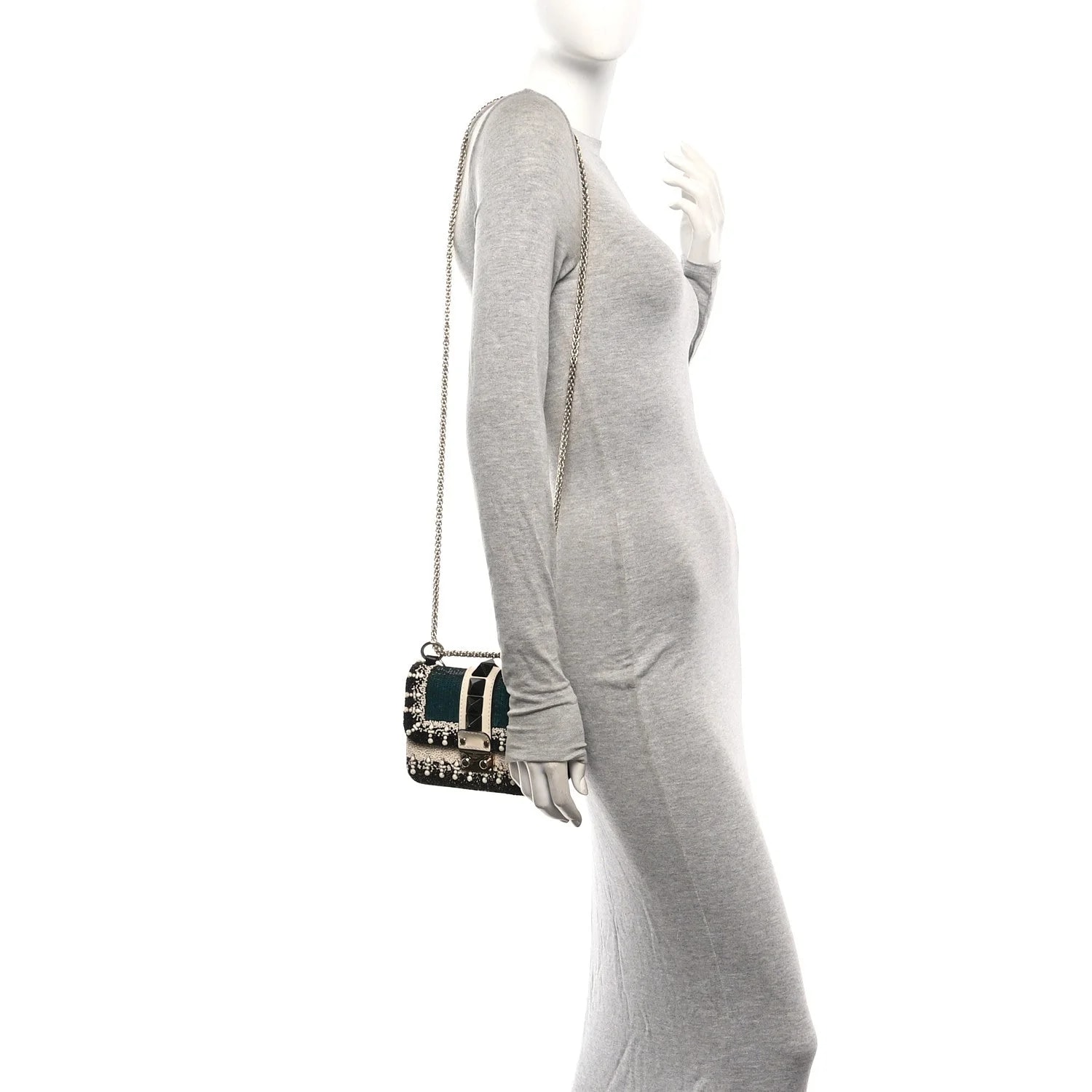 Vitello Beaded Mini Glam Lock Rockstud Flap 2