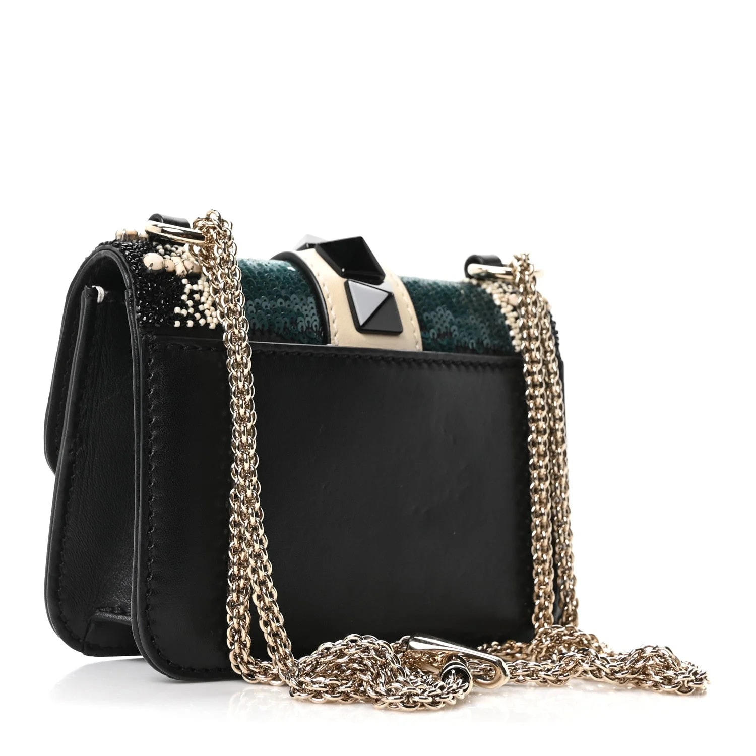 Vitello Beaded Mini Glam Lock Rockstud Flap 3