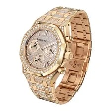 Audemars Piguet Royal Oak 42MM Diamond Pave Index Hour Markers Dial Ros... 2