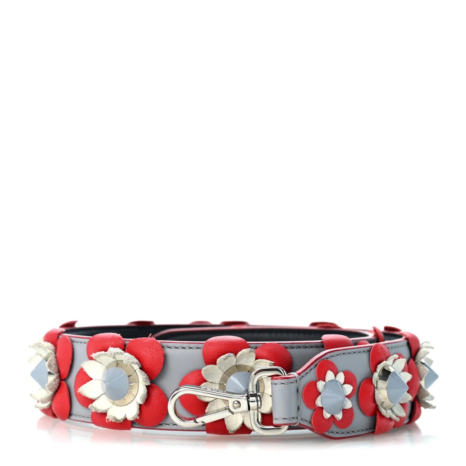 Fendi — Vitello Dolce Flowerland Studded Strap You Ardesia Notte — Accessory — resale