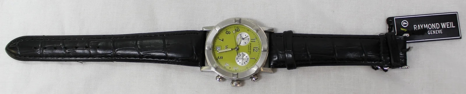 Raymond Weil W1 Date Lime Dial 30mm Swiss Black Strap 3