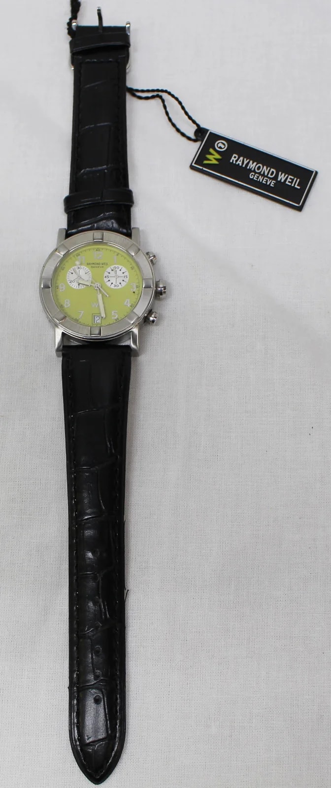 Raymond Weil W1 Date Lime Dial 30mm Swiss Black Strap 4