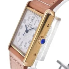 Cartier Must Tank LM W1013954 Date White Dial Quartz Q 3