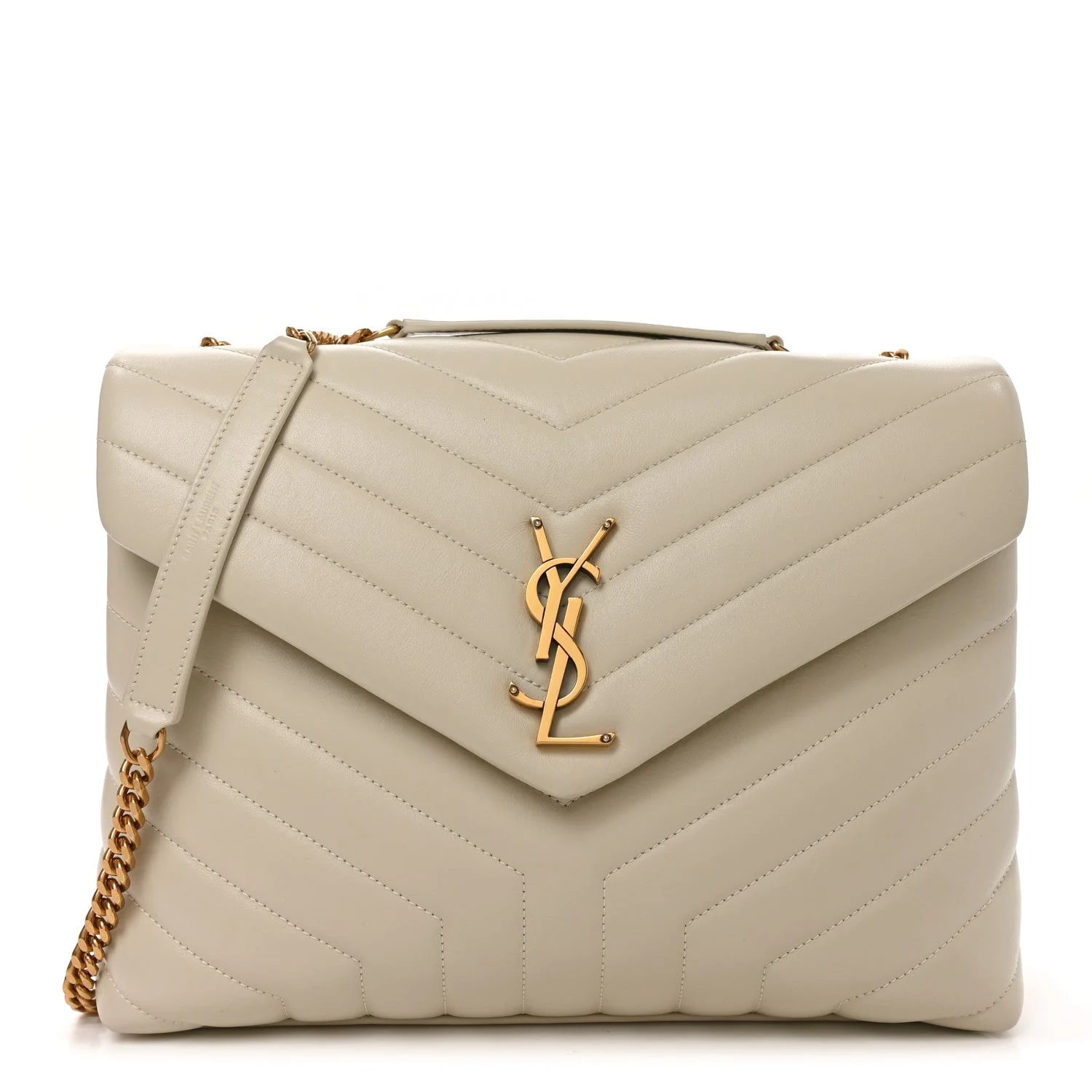 Saint Laurent — Y Medium Loulou Chain Satchel Crema Soft — Handbag — resale
