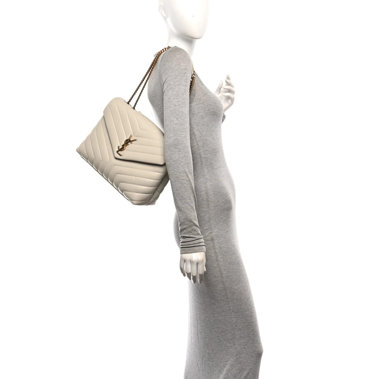 Y Medium Loulou Chain Satchel Crema Soft 2