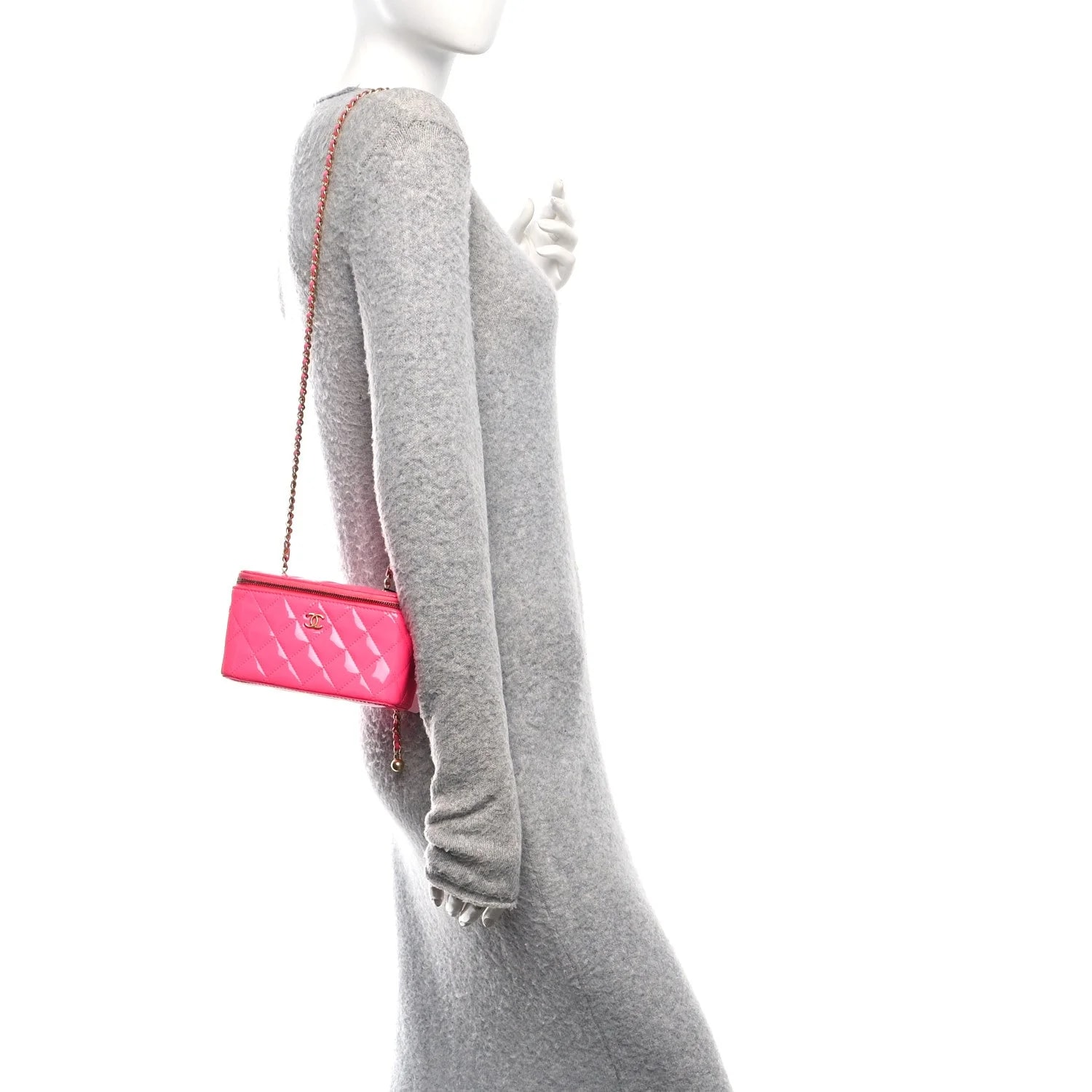 Quilted Crush Small Vanity Case With Chain Neon 2