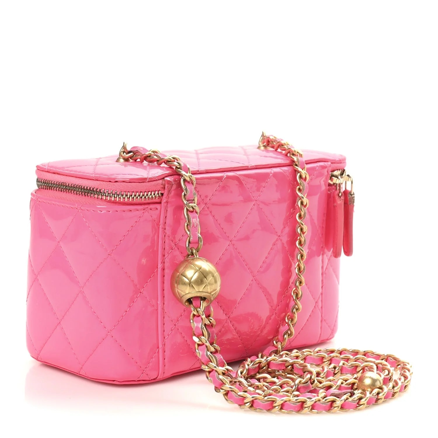 Quilted Crush Small Vanity Case With Chain Neon 3
