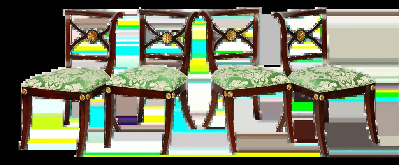 19th Century Set of 4 Regency Klismos With Leaf Accents — Furniture — resale