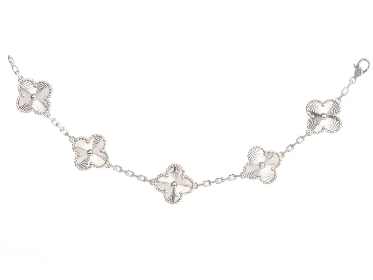 Van Cleef & Arpels — Van Cleef & Arpels 18K White Gold 5-Motif Alhambra Guilloché — Jewelry — resale