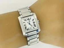 Cartier Tank Francaise LM W51002Q3 2302 Stainless Steel 28mm White Dial #WJW141 2