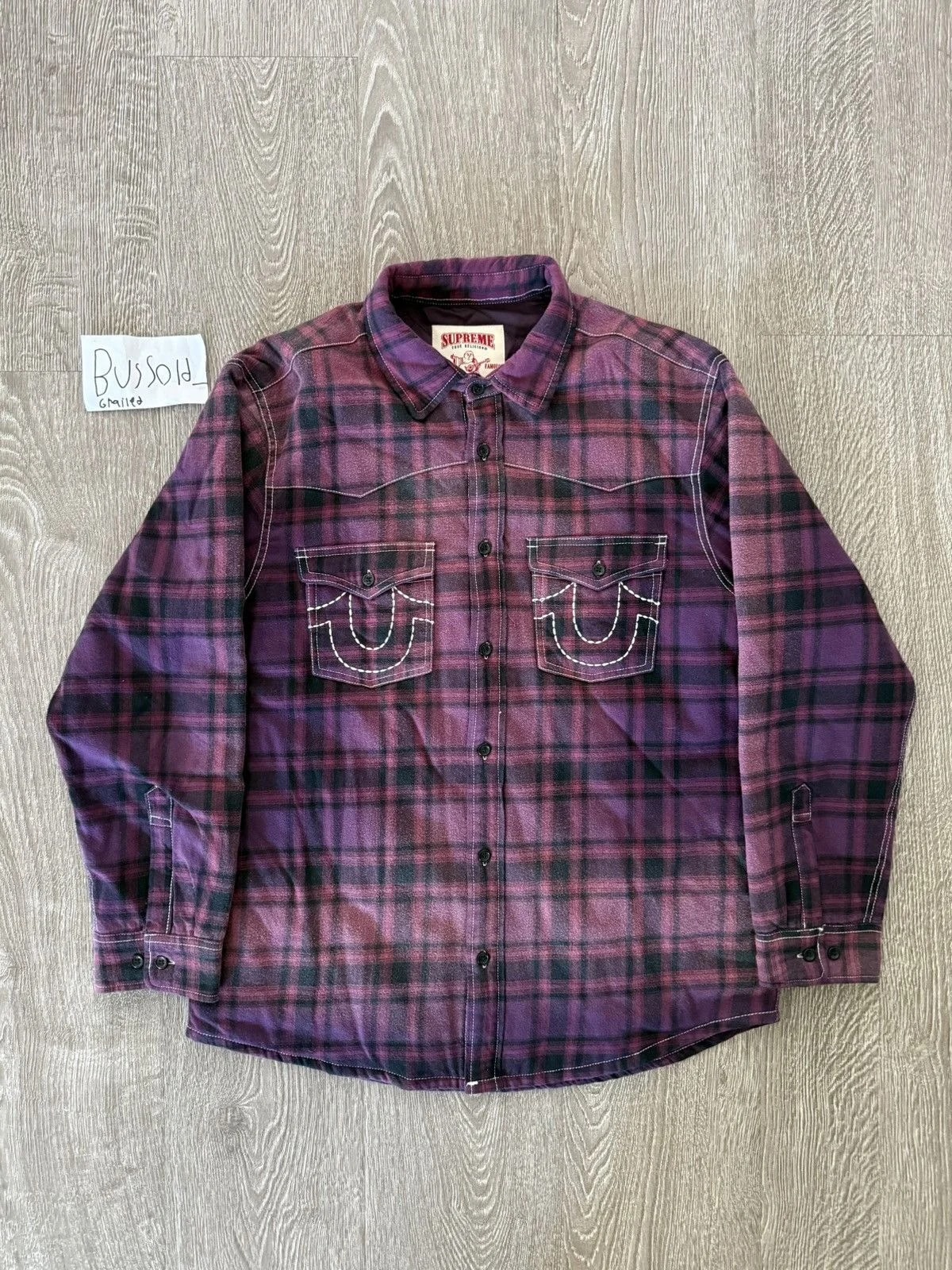 Supreme — Supreme®/True Religion® Quilted Lined Plaid Flannel Shirt — streetwear — resale