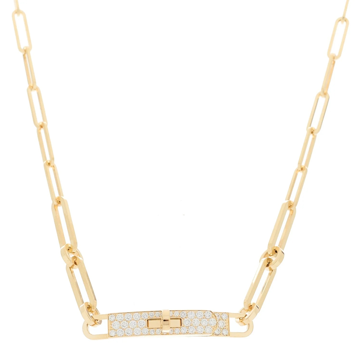 Hermès — 18K Yellow Gold Pave Kelly Chaine Choker — Jewelry — resale