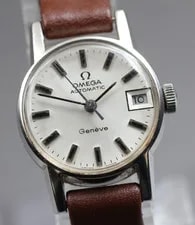 [Exc+5] Omega Geneve Cal.684 AT White Dial Date 20mm From Japan 2
